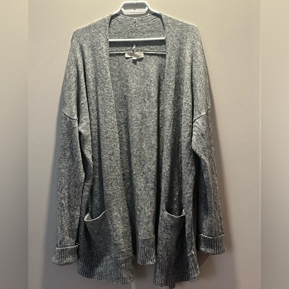 Anna Taylor LOFT Open Front Drop Shoulder Fine Knit Cardigan With Pockets